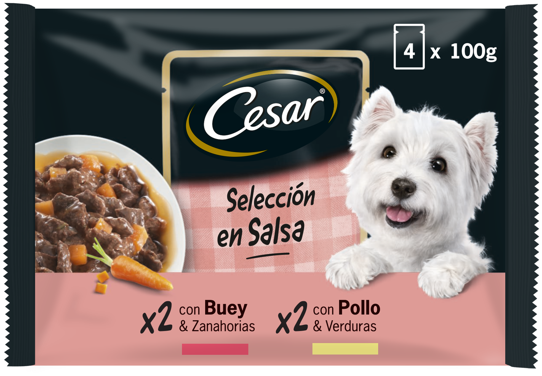 Miscota Cesar Cibo umido per cani Selezione Multipack di Carni Miste in Salsa