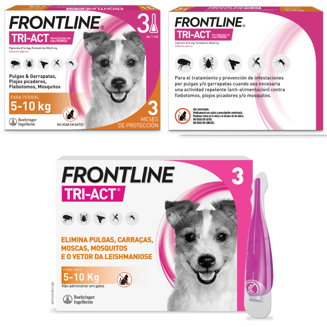 Miscota Frontline Pipette Tri Act per Cani di Taglia Piccola 5-10 Kg