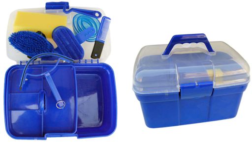 Caja &uacute;tiles de limpieza con accesorios mediana - azul