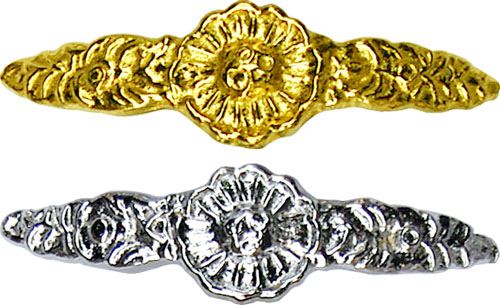 Adorno 1054 front center with flower chromed brass 70 x 20 millimeters
