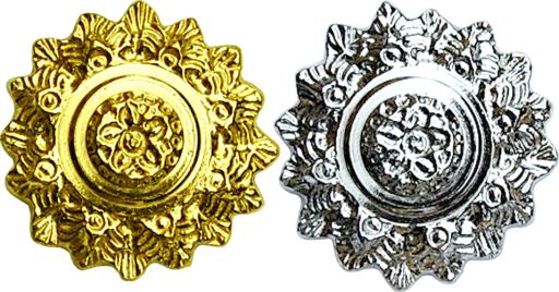 Ornament 978 Rosette with Lily Golden Brass 55 x 55 mm