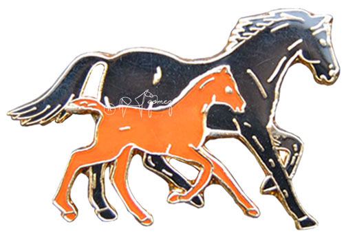 Pins da cavallo con puledro marrone-nero 595Sb