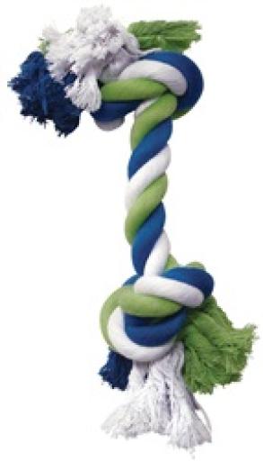 DOGIT COTTON ROPE IN BLUE / LIME / WHITE 26 cm