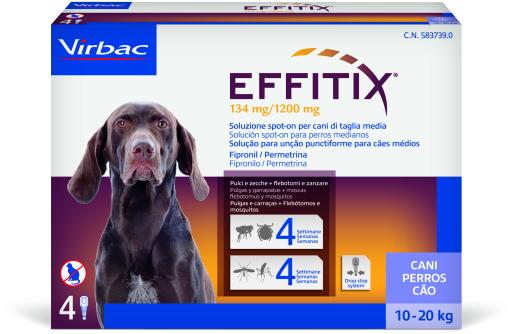 Virbac Effitix Spot on Antiparasitaire et Moustique pour Chiens 10 à 20 Kg  - Miscota France