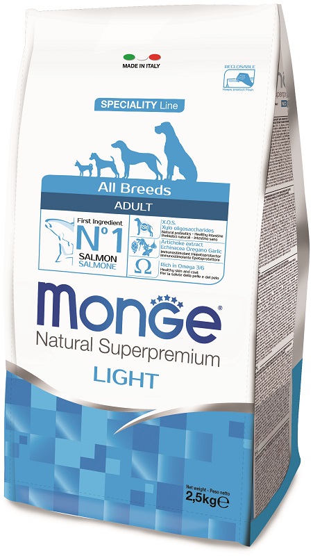 Miscota Monge Cibo Secco Natural Cani NS Adult Light Salmone e Riso