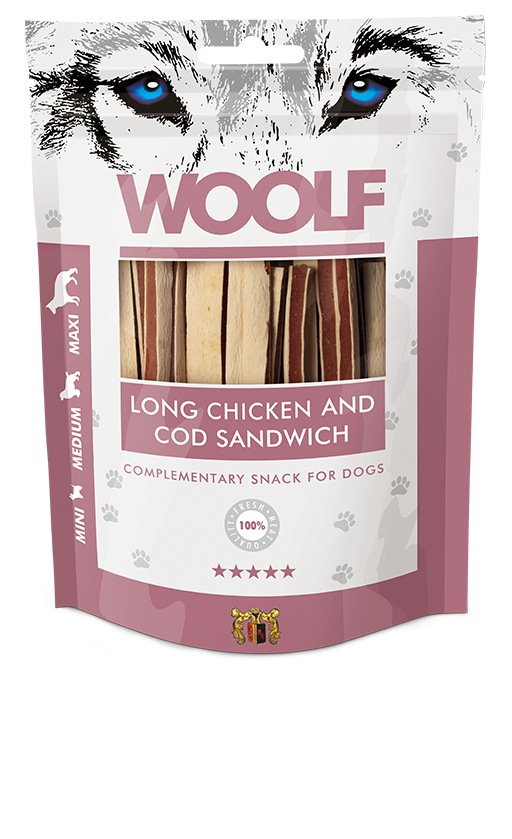 Miscota Woolf Panino di Pollo e Merluzzo Nordico Snack per Cani