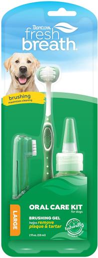 Dental Hygiene Kit with 1 Gel and 2 Brushes for Medium and Large Dogs