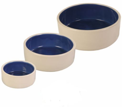 Blue and Cream Ceramic Feeder