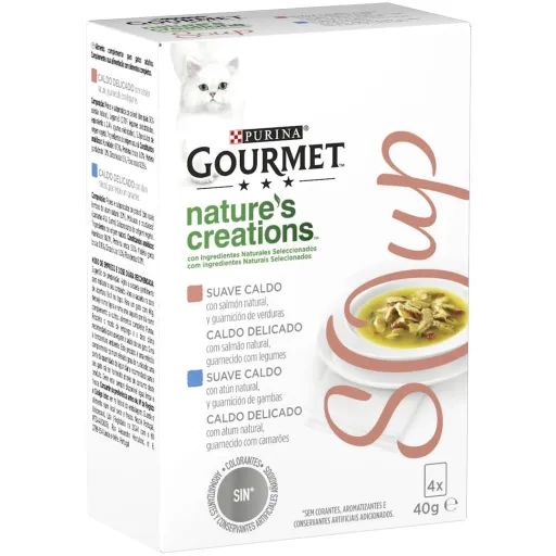 Comida Húmeda Multipack Nature's Creation Soup de Salmón y Verduras, Atún y Gambas para Gatos