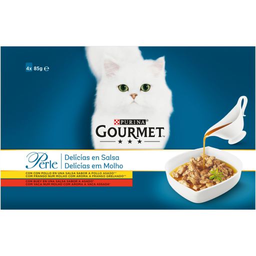 Gourmet Aliment Humide Perle D&eacute;lices en Sauce Poulet et Buf