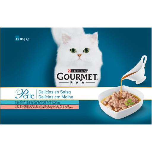 Gourmet Aliment Humide Perle D&eacute;lices en Sauce Saumon et Thon