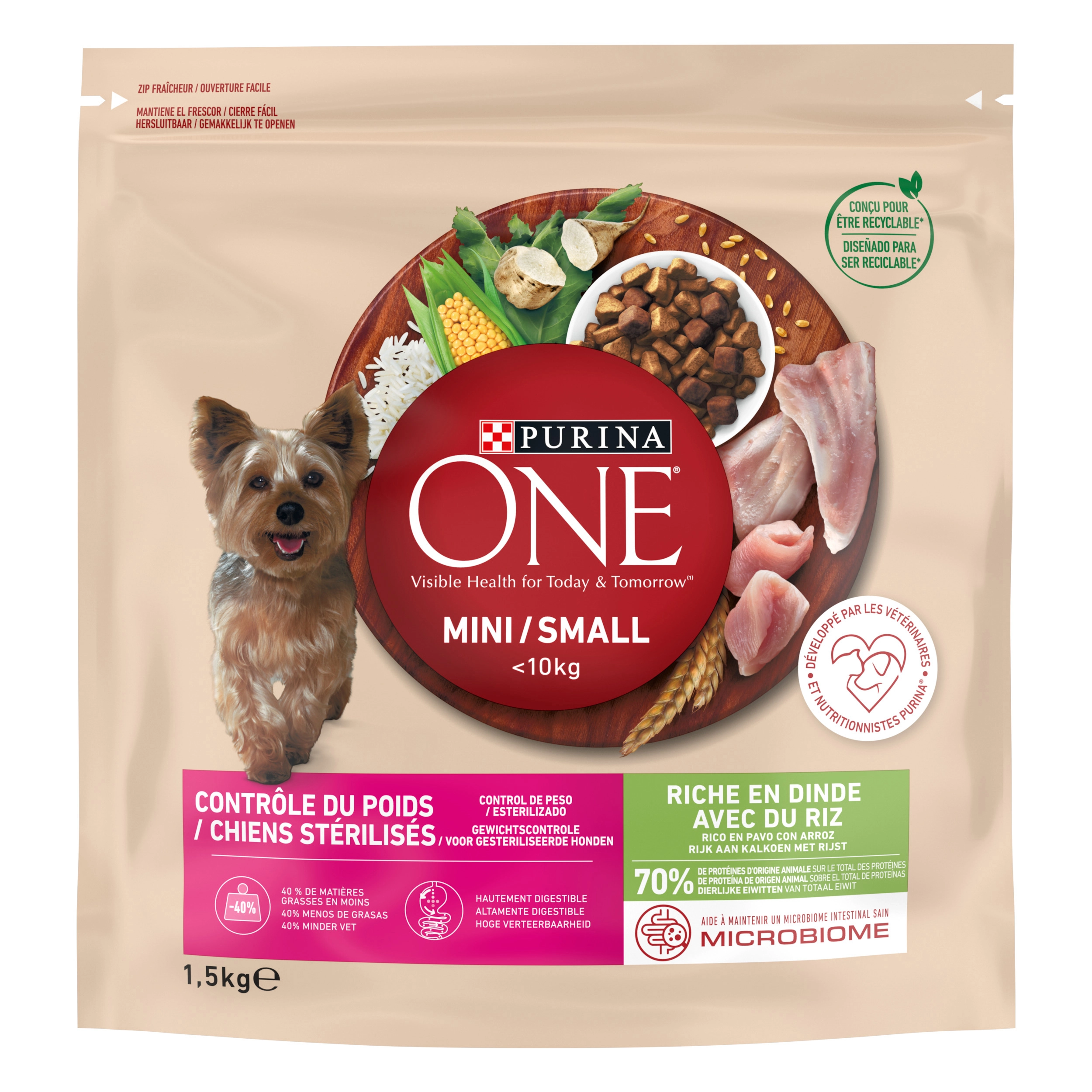 Miscota Purina One Cibo Secco Mini Dog Control Peso Tacchino e Riso