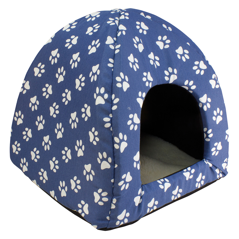 Miscota Arquivet Igloo Blu per Cani e Gatti con Impronte di Zampe Blu