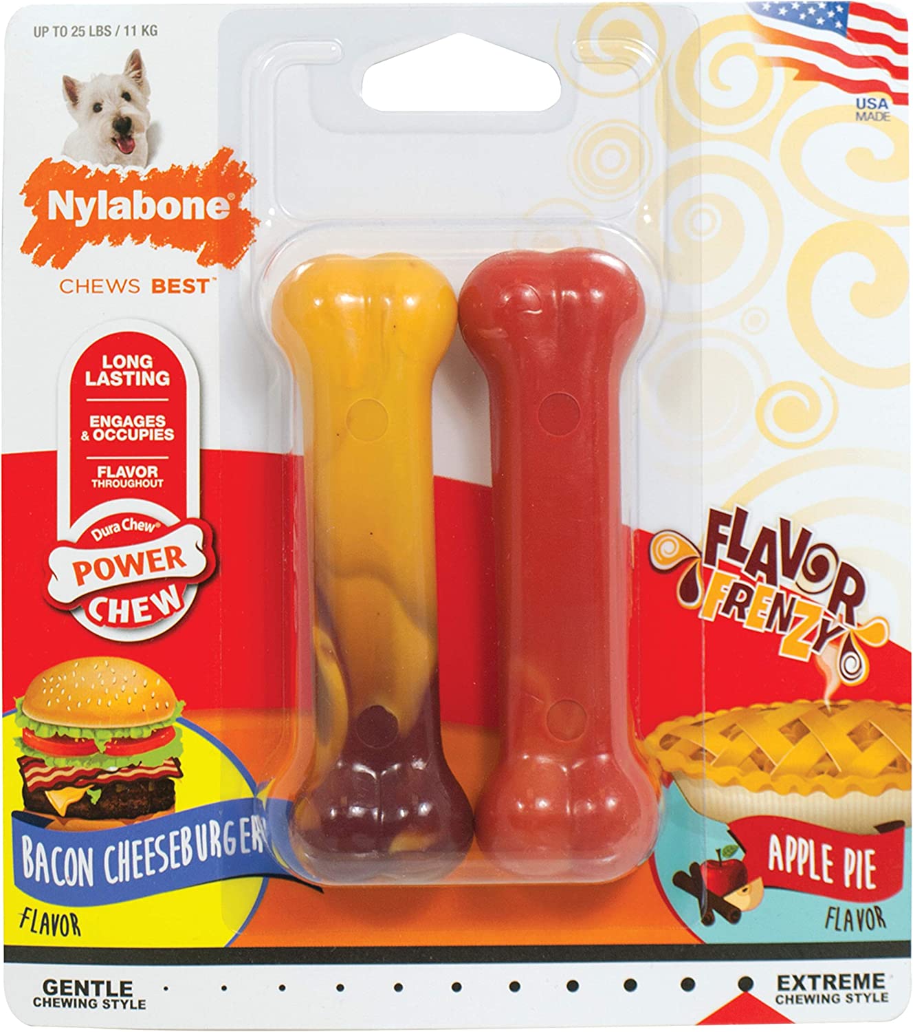 Miscota Nylabone Extreme Chew Twin Pack S (Cheeseburger / Mela)