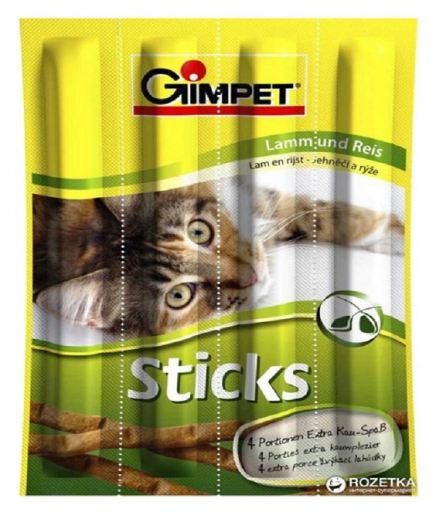 Gimpet лакомые палочки - колбаски ягненок+рис для кошек, 4шт 20г (1x24) 400099 (4002064400099)