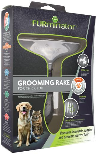 FURminator Dog/Cat Grooming Rake, Grooming Tool, Removes Loose Hair and  Tangles, Gray