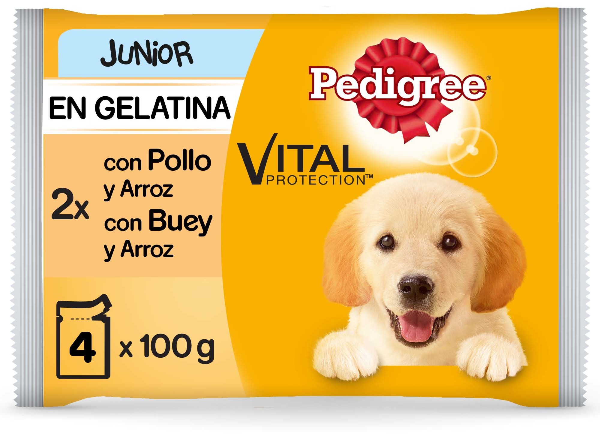 Miscota Pedigree Cibo umido Junior Multipack di Pollo e Manzo con Riso in Gelatina