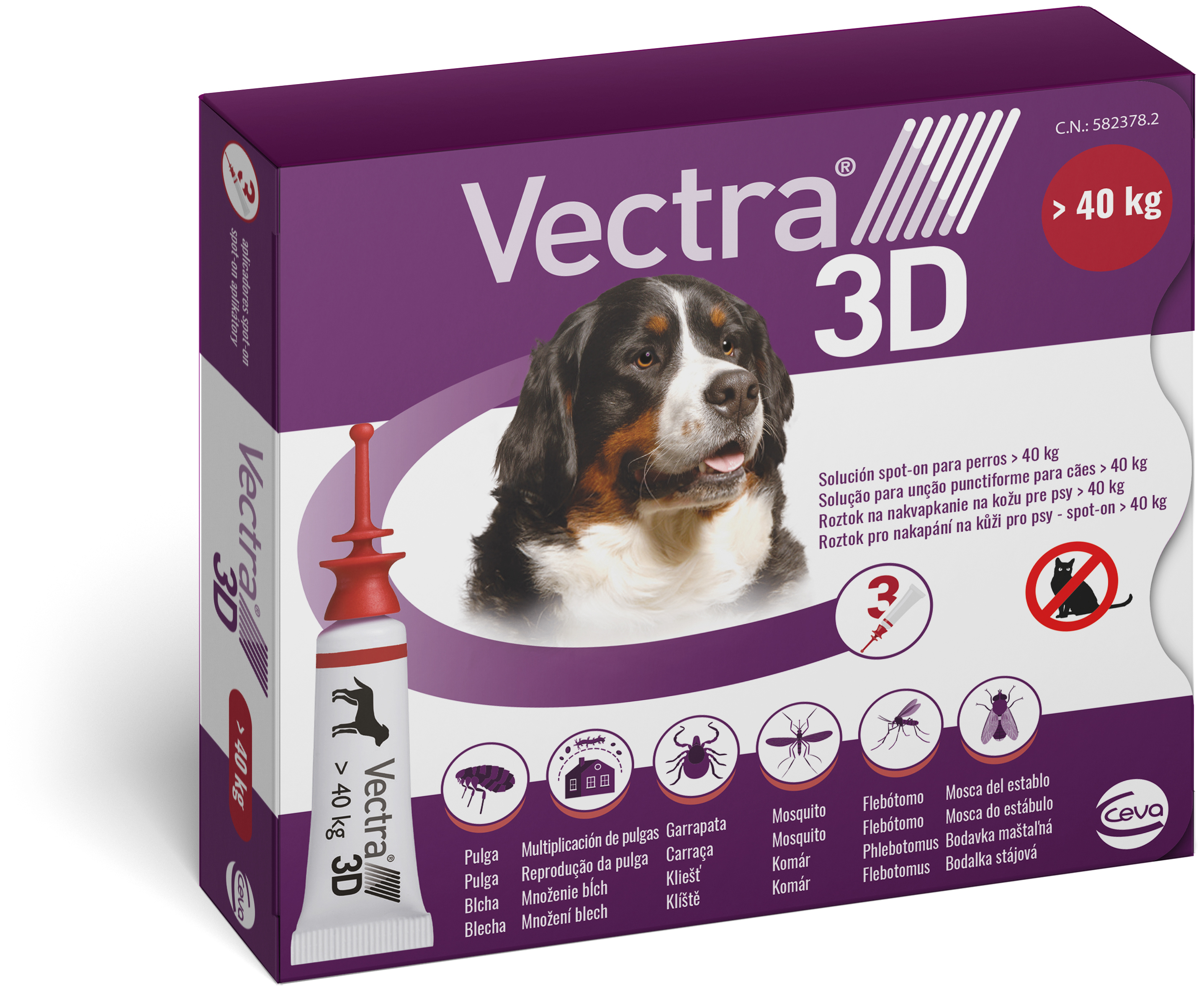 Miscota Vectra Pipette per la Sverminazione 3D per Cani di Oltre 40 kg