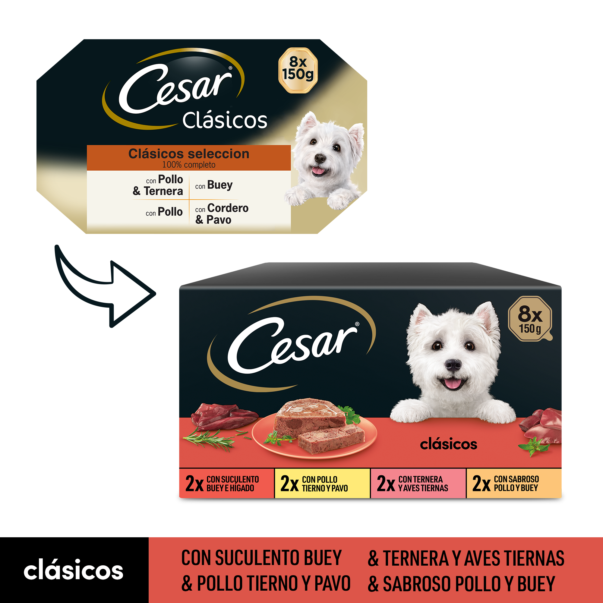 Cesar Comida Húmeda Para Perros Multipack Selección De Clásicos En Paté Miscota España