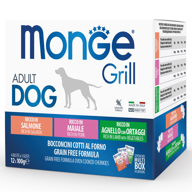 Miscota Monge Multi Pouches per Cani Salmone/maiale/agnello