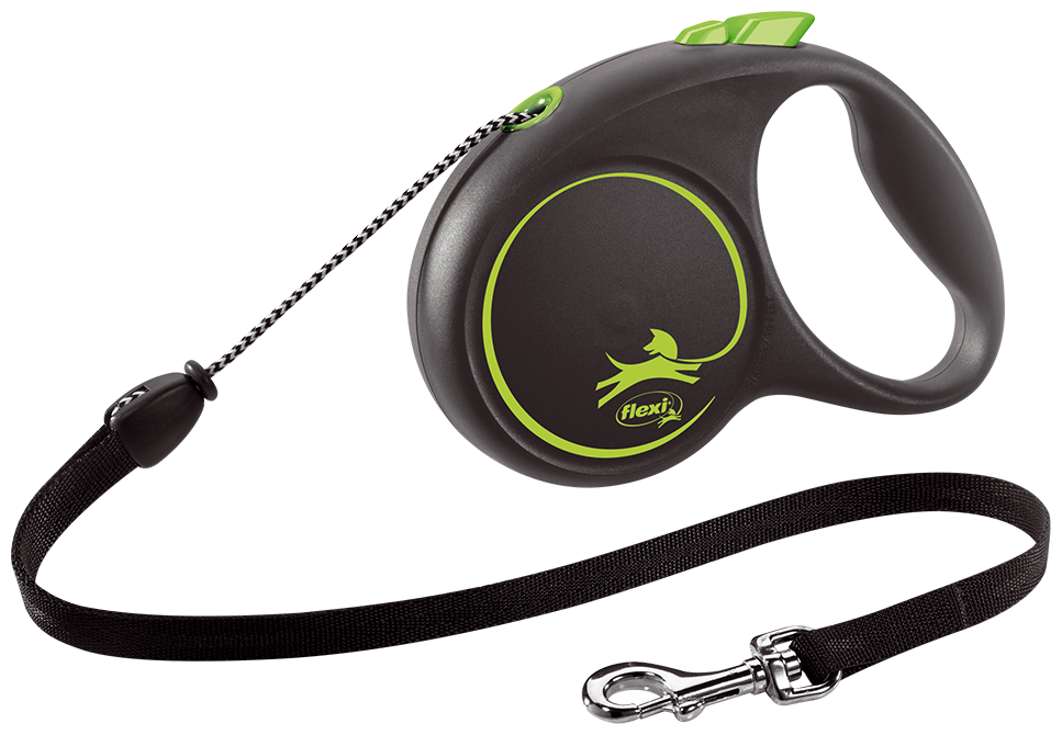 Miscota Flexi Guinzaglio di design nero Cordino di design nero verde