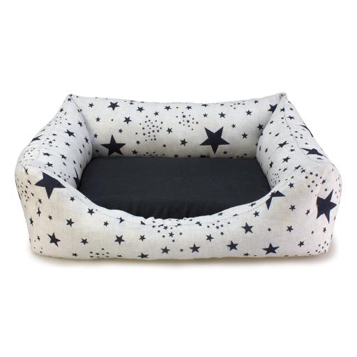 Quadratisches Bett mit schwarzen Sternen für Hunde