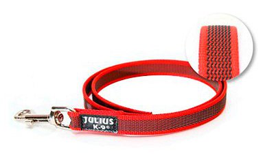 Miscota Julius K9 Guinzaglio gommato rosso con impugnatura rossa