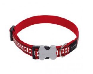 Miscota Red Dingo Collare di nylon riflettente Bones Rosso