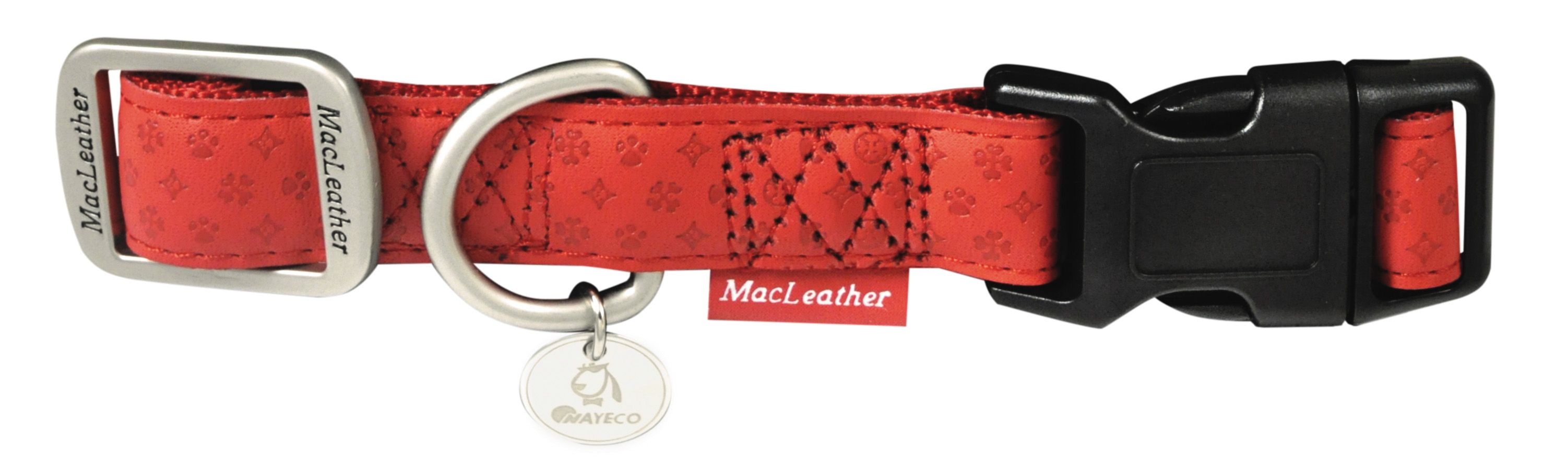 Miscota Nayeco Collare per cani in nylon Macleather rosso