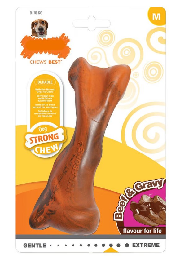 Miscota Nylabone Strong Chew Bone Beef & Gravy M