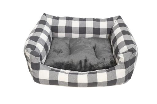 Vichy Comfort Cot in Grey Checked for Dogs