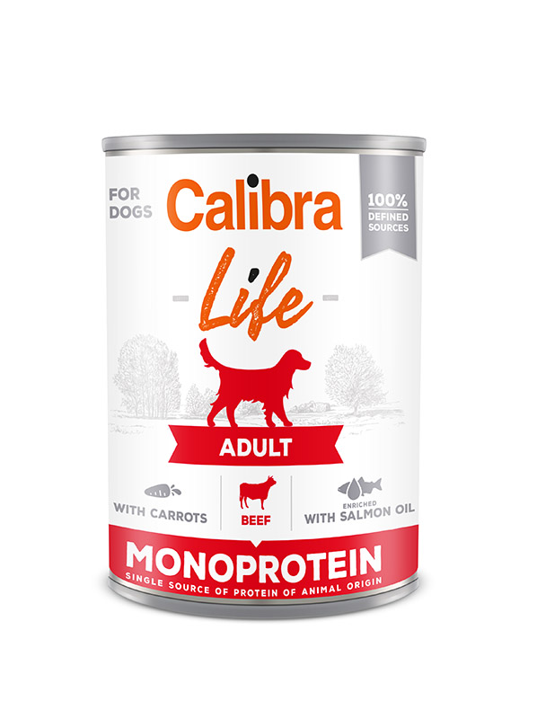 Miscota Calibra Alimento umido per cani Life Adult con carne di manzo e carote