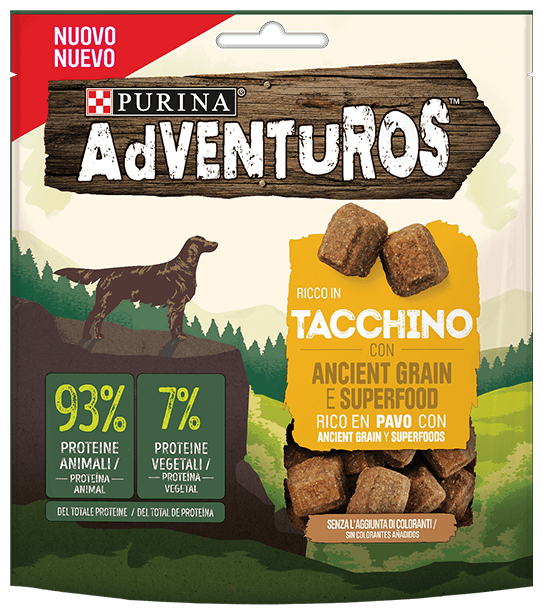 Miscota Adventuros Snack per cani al tacchino di grani antichi