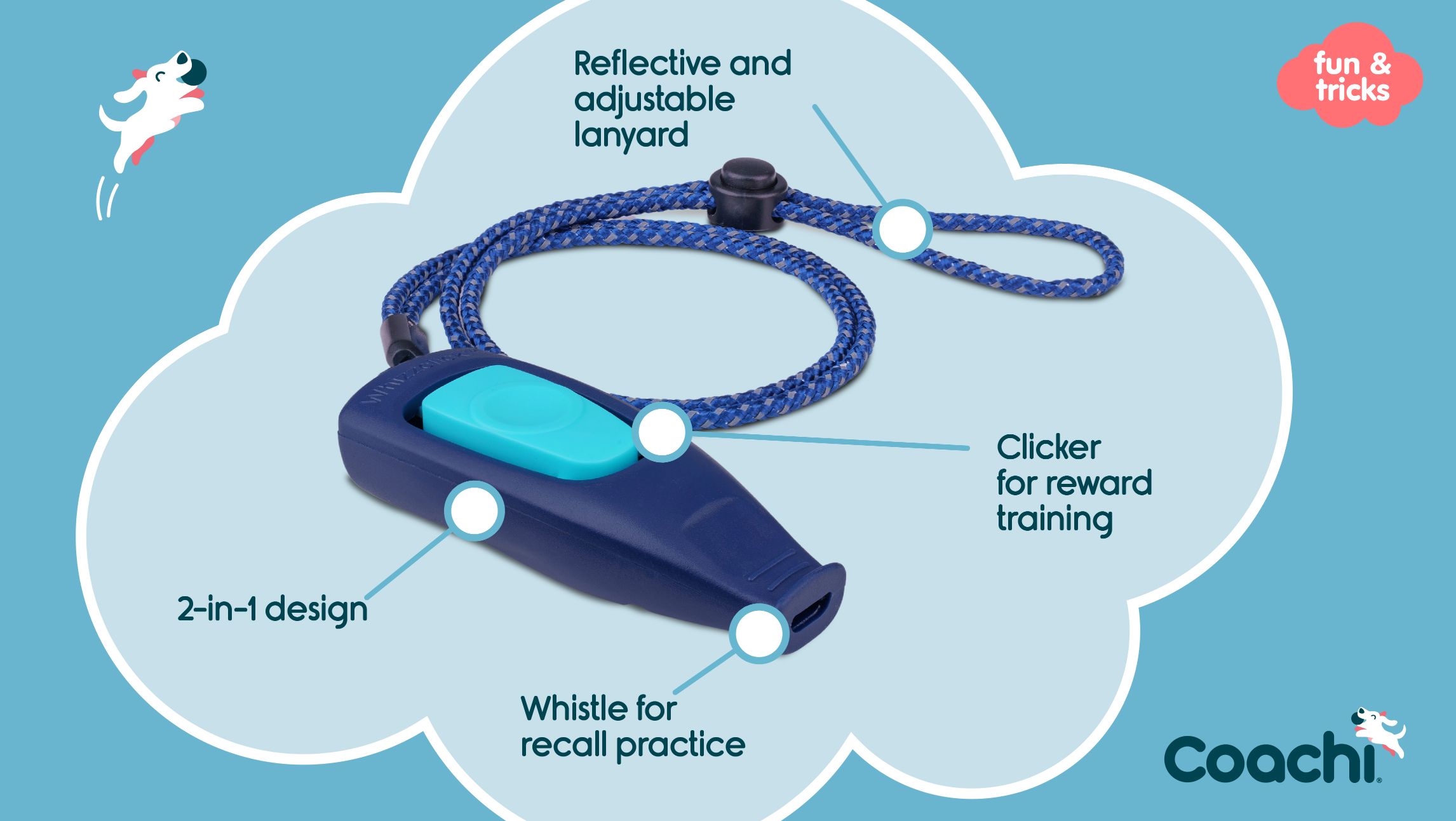 Coachi Clicker De Adiestramiento Con Botón Y Silbato Whizzclick