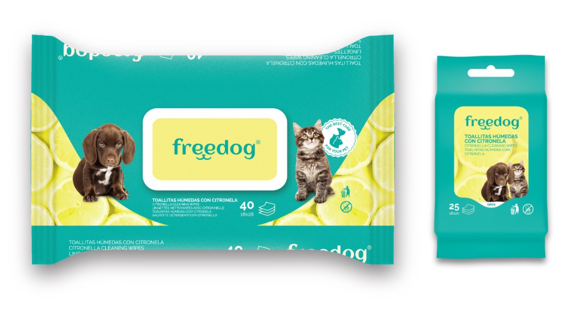 Miscota Freedog Salviette umidificate tascabili alla citronella per cani e gatti