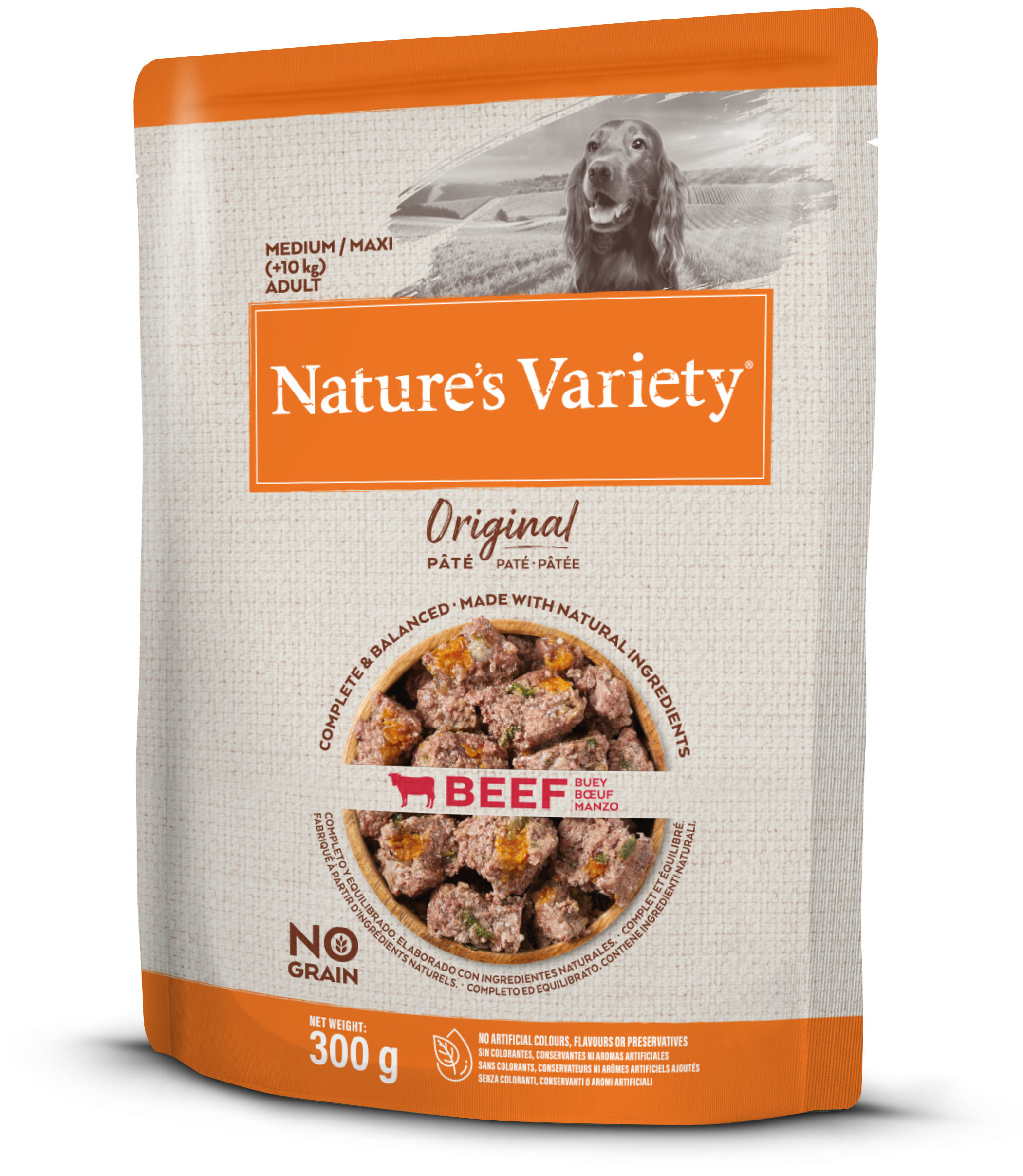 Miscota Nature's Variety Comida Húmeda Original No Grain de Buey para Perro Medium Maxi