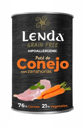 Lenda Comida H&uacute;meda de Conejo con Zanhaorias para Perros