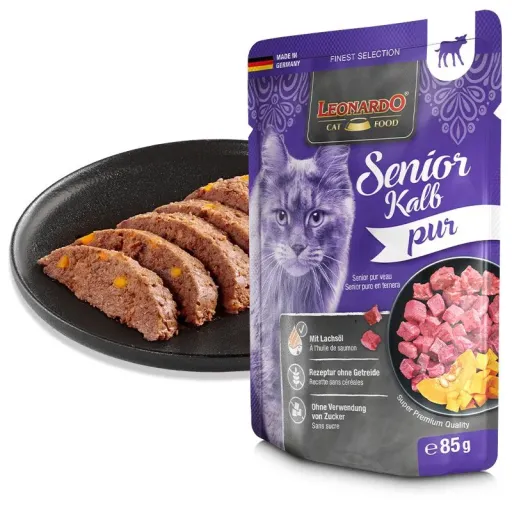 Leonardo Reines Senioren-Nassfutter in Rind für Katzen