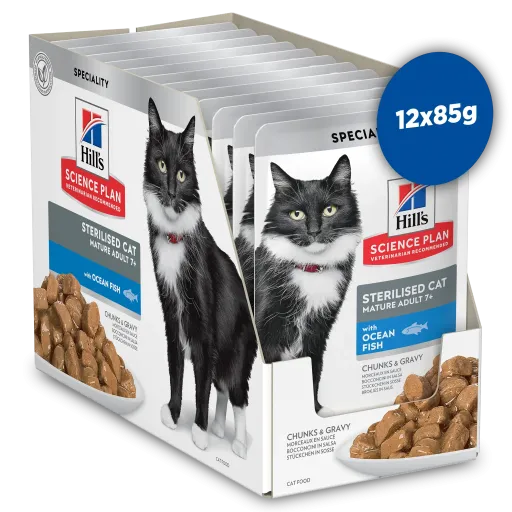 Hill's Feline Sterilised Mature Pescado Azul (Multipack bolsitas) 12x85g