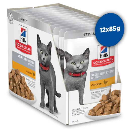 Hill's Feline Sterilised Kitten Pollo (Multipack bolsitas) 12x85g