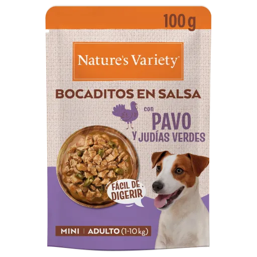 Nature's Variety Bocaditos en Sauce avec Dinde et Haricots Verts pour Chiens