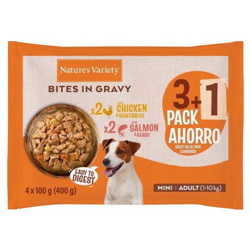 Nature's Variety Bocaditos en Sauce Flowpack Poulet et Saumon pour Chiens