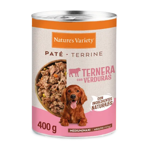 Nature's Variety Comida H&uacute;meda en Pat&eacute; deTernera para Perros Adulto Med/Maxi 