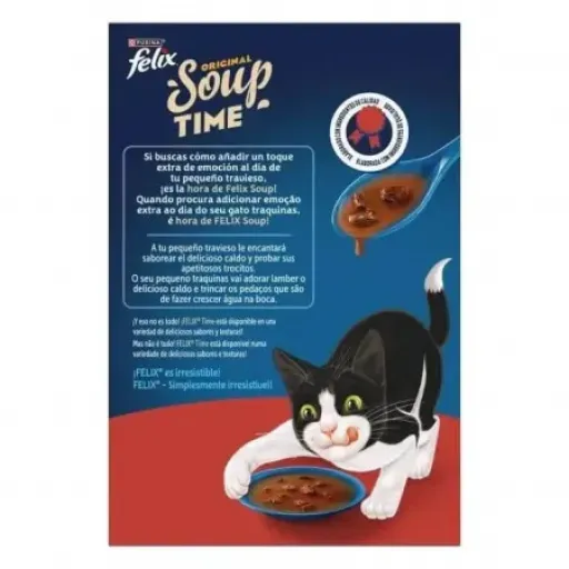 Purina Felix Comida H&uacute;meda Soup Carne para Gatos