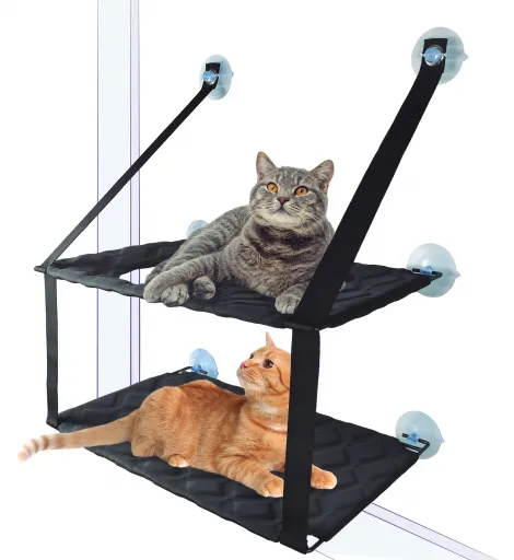 Nayeco Double Suction Cup Cat Hammock &ndash; Black