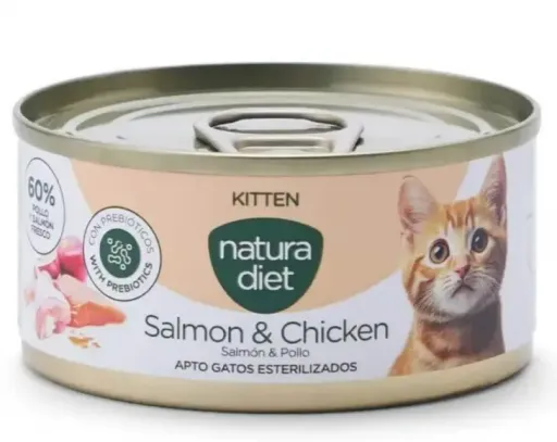 Natura Diet Pienso Cat Kitten Pat&eacute; de Salmon y Pollo para Perros