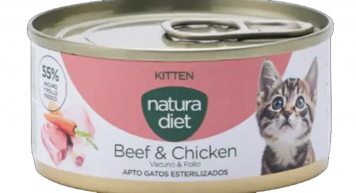 Natura Diet Comida H&uacute;meda en Pat&eacute; de Carne y Pollo para Gatos Kitten