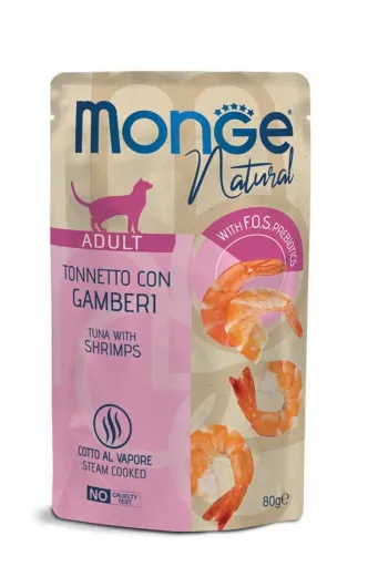 Monge Natural Wet Food Pouches Tuna and Shrimps for Cats