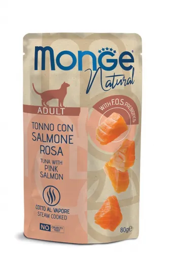 Monge Natural Wet Food Pouches with Tuna and Salmon for Cats