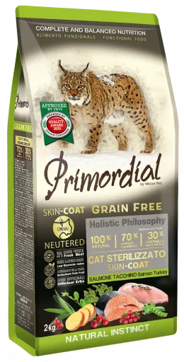 Primordial Pienso Primordial Grain Free Esterilizados Skin Coat para Gatos